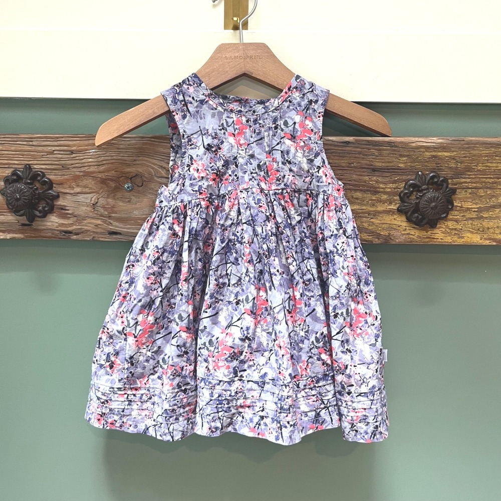 Wheat Baby Girls Purple Floral Sleeveless Cotton Dressโ 18M Scandi Style